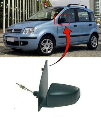 Fits Fiat Panda 2004-2010 Door Wing Mirror Manual Black Passenger Side - tradevehicleparts.co.uk