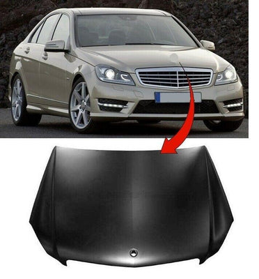 Fits Mercedes C-Class W204 Saloon 2011-2014 Bonnet Steel Primed - tradevehicleparts.co.uk