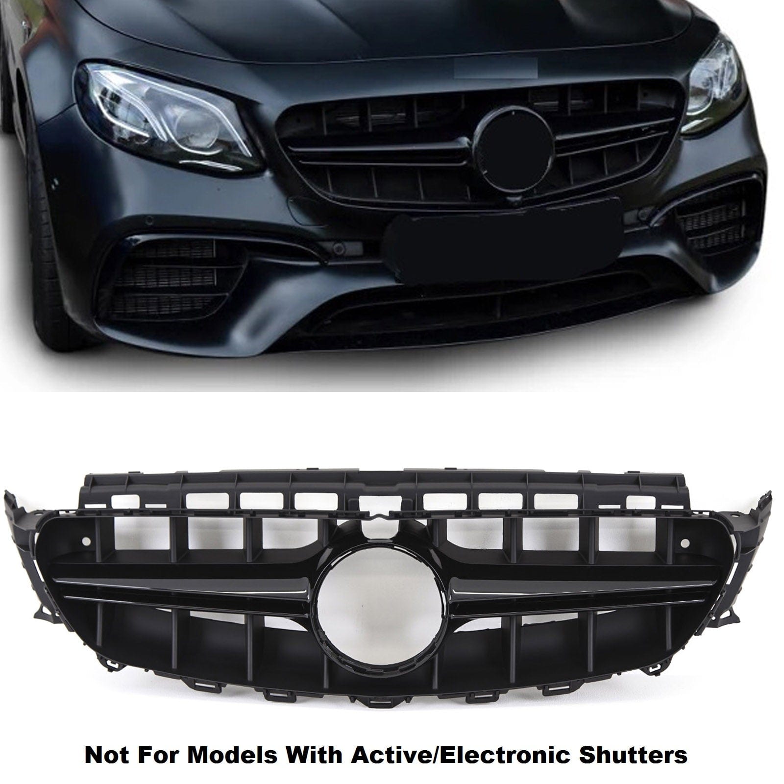 Fits Mercedes E Class W213 S213 C238 A238 2016-2020 Front Bumper Grille AMG E63 Style Gloss Black