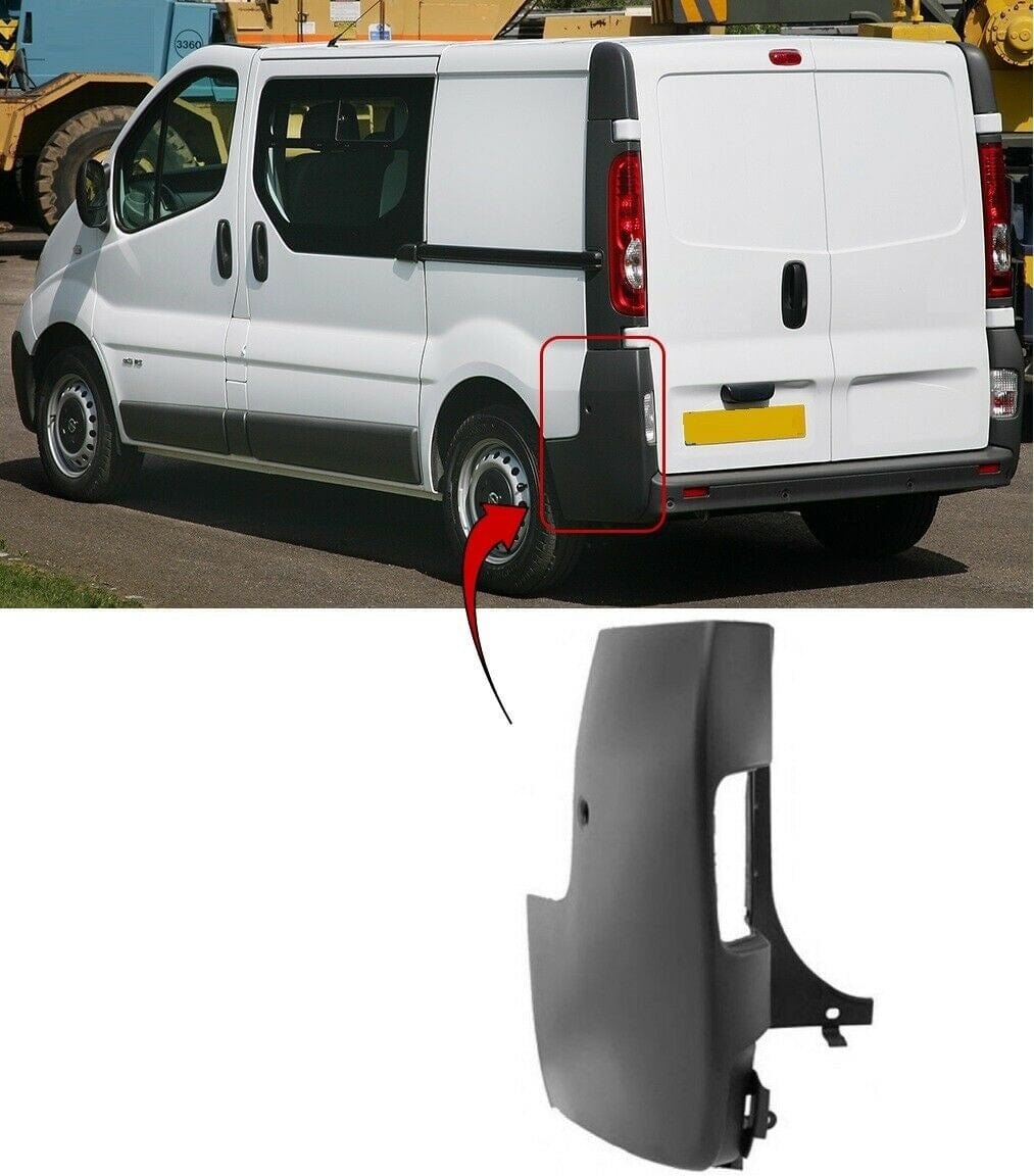 Fits Nissan Primastar 2001-2014 Rear Bumper Corner Gray Passenger Side