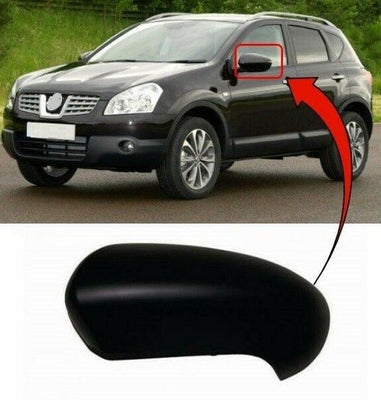 Fits Nissan Qashqai 2007-2013 Wing Door Mirror Cover Black Passenger Left Side N/S - tradevehicleparts.co.uk
