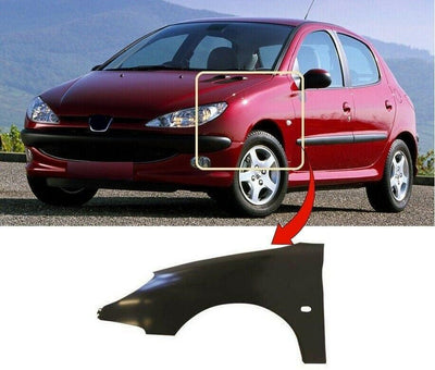 Fits Peugeot 206 1998-2009 Front Wing Primed With Side Lamp Hole Passenger Side 3/5Dr Hatchback - tradevehicleparts.co.uk