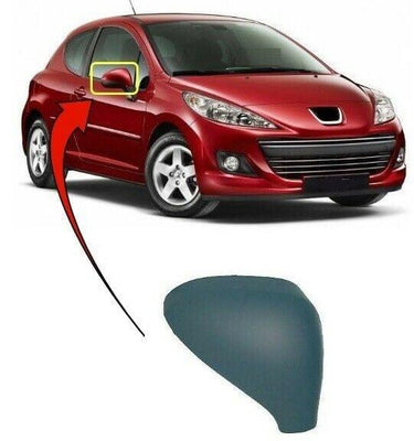 Fits Peugeot 207 2004-2011 Door Wing Mirror Cover Primed Driver Side - tradevehicleparts.co.uk