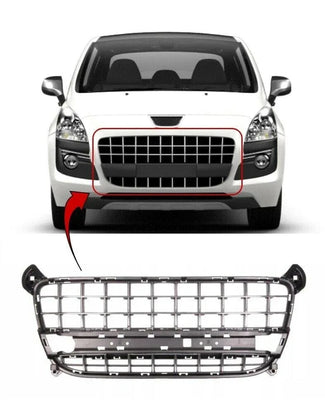 Fits Peugeot 3008 2009-2013 Front Bumper Grille Upper Section Chrome/Black - tradevehicleparts.co.uk