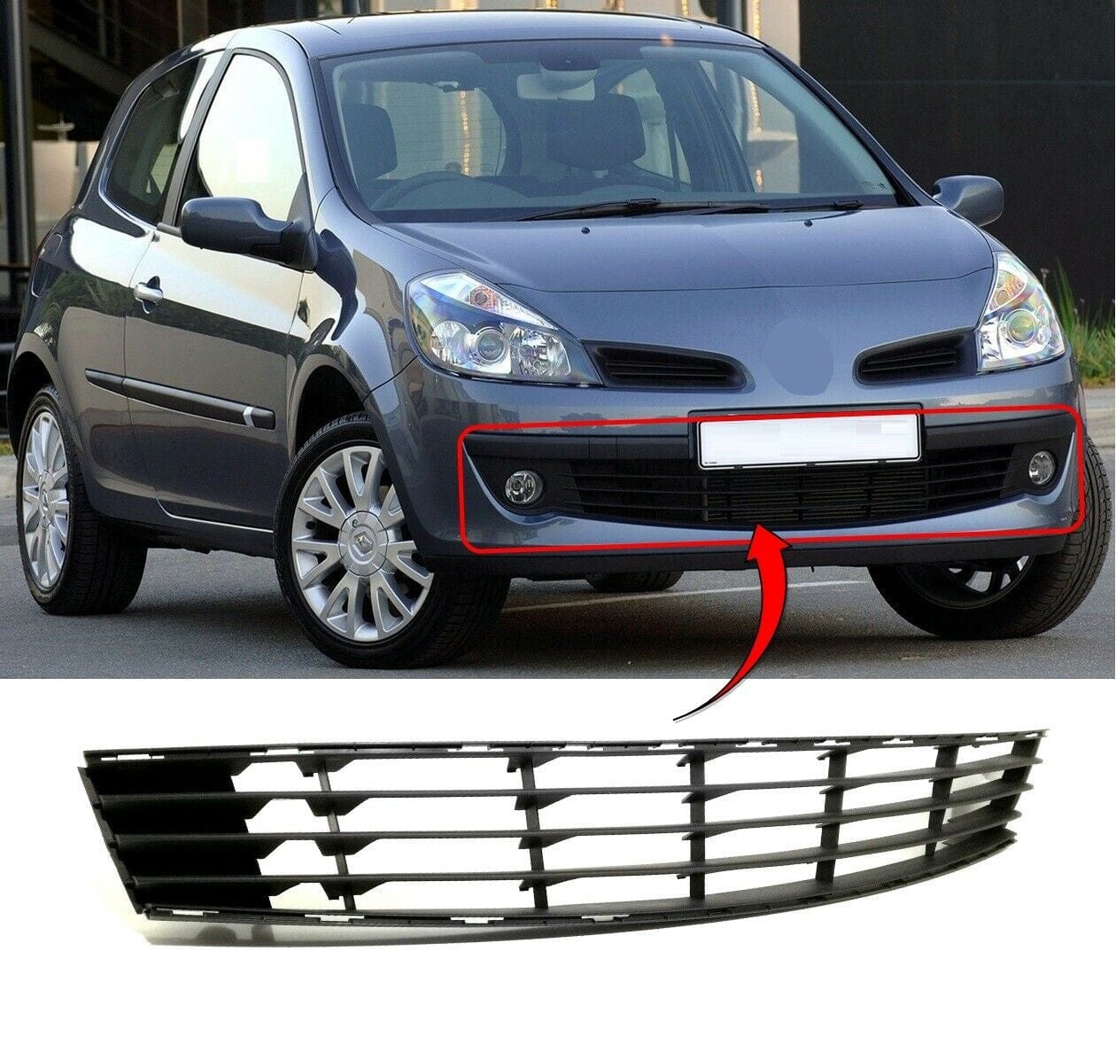 Fits Renault Clio Mk3 2005-2009 Front Lower Centre Bumper Grille Vent Air Take