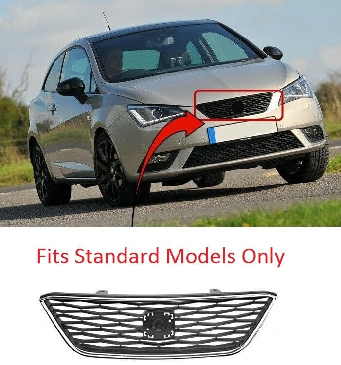Fits Seat Ibiza 2012-2015 Front Grille Main Top With Chrome Frame Only Standard Models