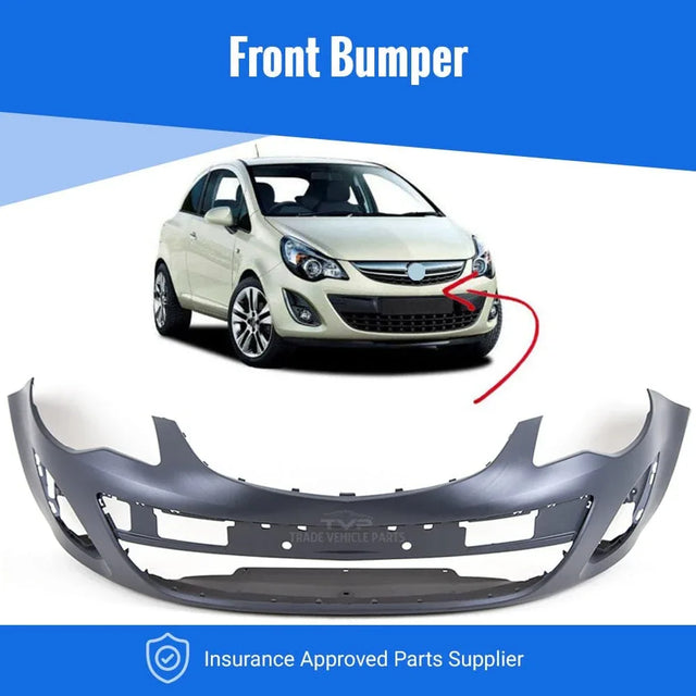 Fits Vauxhall Corsa D 2011-2014 Front Bumper Primed No PDC Or Washer Holes - image 2