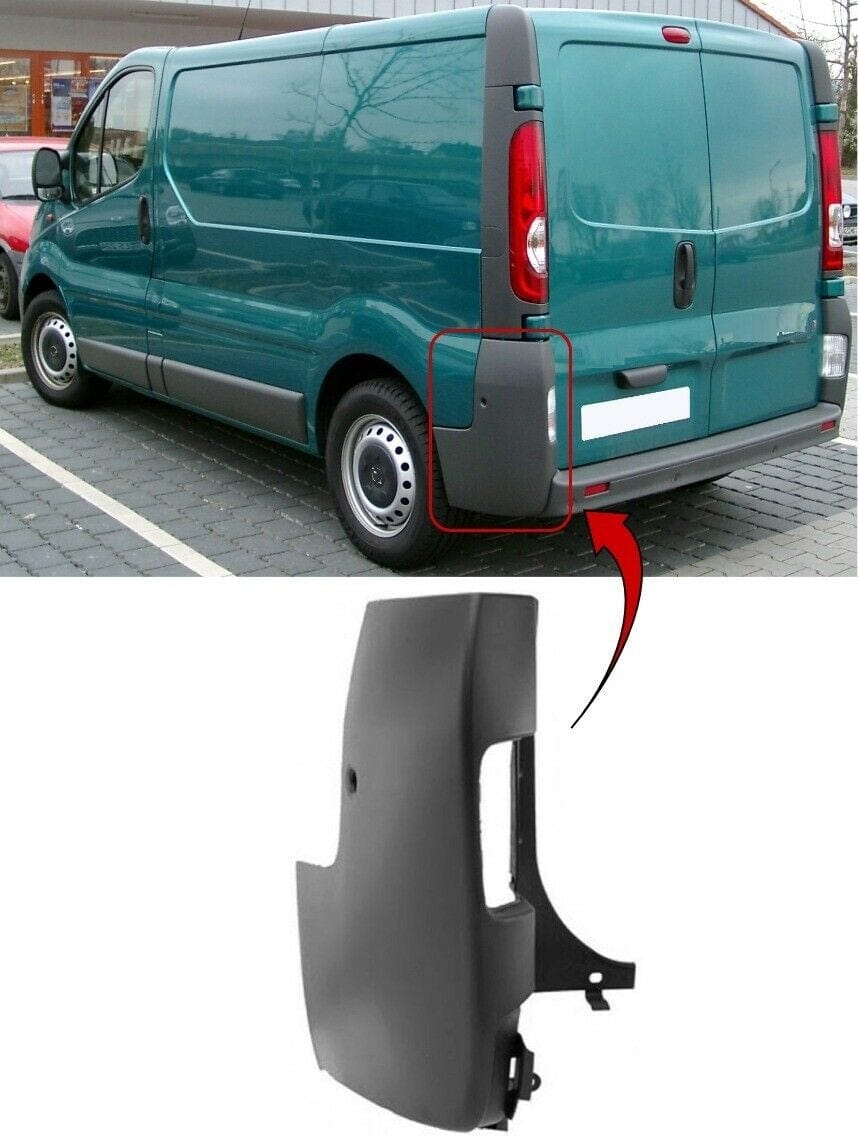 Fits Vauxhall Vivaro 2000-2014 Rear Bumper Corner Gray Passenger Side