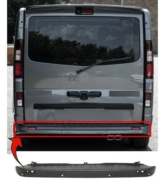 Fits Vauxhall Vivaro 2014- Rear Bumper Centre Black Textured With Pdc Holes