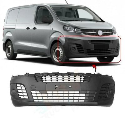 Fits Vauxhall Vivaro 2019-On Front Bumper Mat Black Without Pdc & Fog Lamp Holes - tradevehicleparts.co.uk