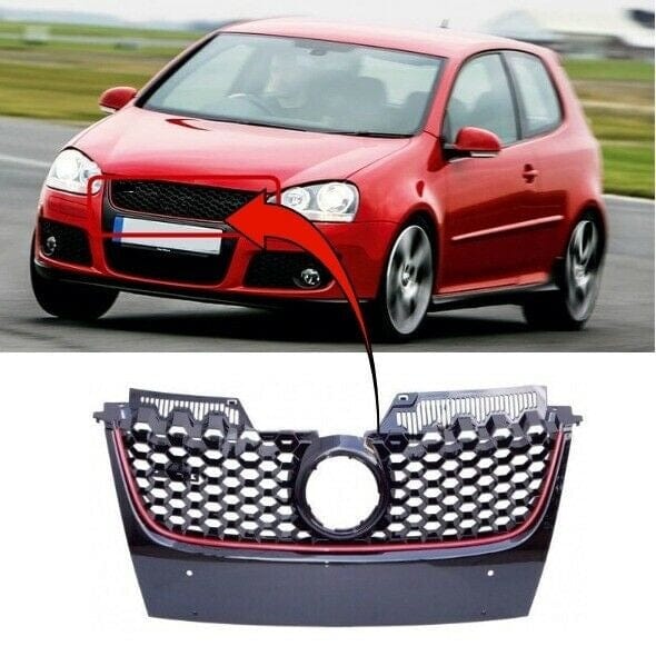 Fits VW Golf Mk5 2004-2008 Gti Front Bumper Grille Main Red Moulding No Plate Holder