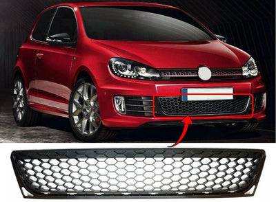 Fits VW Golf MK6 GTI GTD 2008-2014 Front Bumper Grille Centre Mat Black Not For GT Models - tradevehicleparts.co.uk