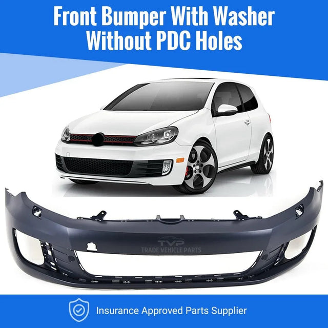 Fits VW Golf Mk6 Gti/Gtd 2009-2013 Front Bumper Primed With Washer Holes No Pdc Holes - image 2