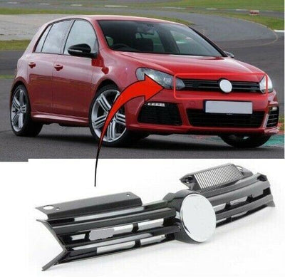 Fits VW Golf Mk6 R20 2009-2012 Front Bumper Main Centre Grille Black - tradevehicleparts.co.uk