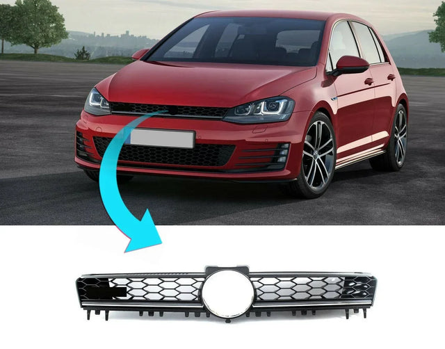 Fits VW Golf Mk7 Gtd 2013-2017 Front Bumper Main Centre Grille With Chrome Moulding - image 2