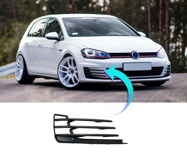 Fits VW Golf Mk7 GTI/GTD 2013-2017 Front Bumper Fog Grille Driver Side Mat Black - image 2