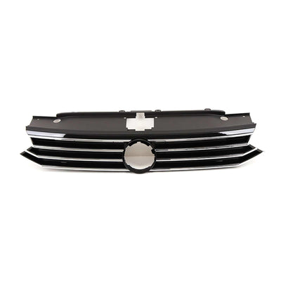 Fits VW Passat 2015- Front Main Grille Black With Chrome Slats - tradevehicleparts.co.uk