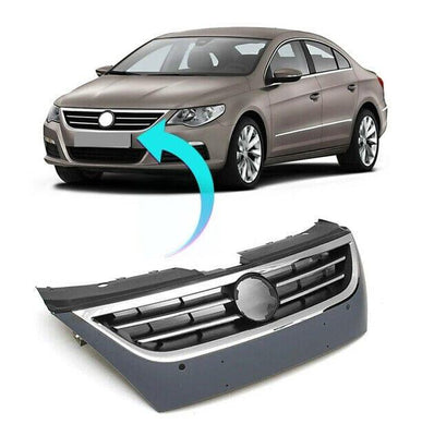Fits VW Passat Cc 2008-2012 Main Centre Front Bumper Grille Black W/ Crome & W/ Pdc Hole - tradevehicleparts.co.uk