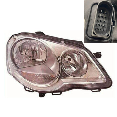 Fits VW Polo 2005-2009 Headlamp Headlight Chrome Driver Side Standard Models - tradevehicleparts.co.uk
