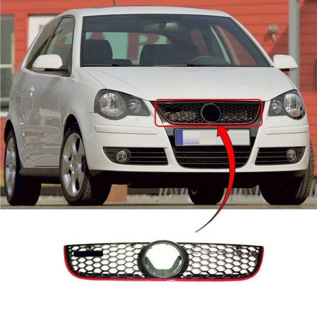 Fits VW Polo GTI 2005-2009 Front Bumper Centre Grille With Red Trim - image 2