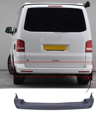 Fits VW Transporter 2015-2020 Rear Bumper Textured Dark Gray W/O Sensor Holes Twin Door Type - tradevehicleparts.co.uk