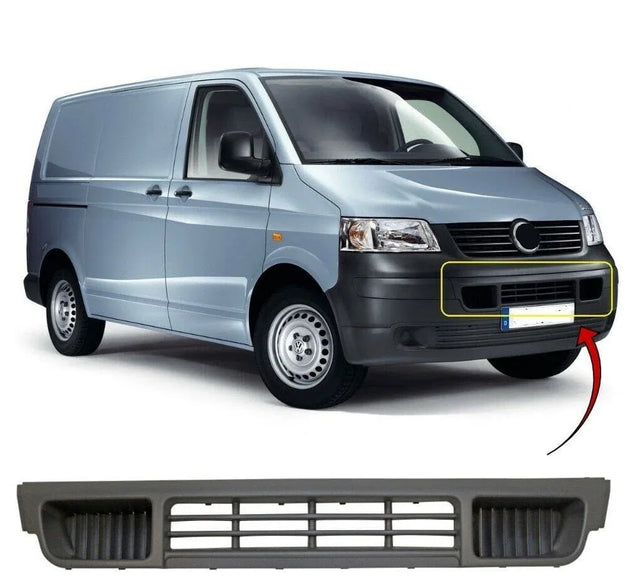 Fits VW Transporter T5 2003-2009 Front Bumper Grille Centre Dark Grey Textured - image 2