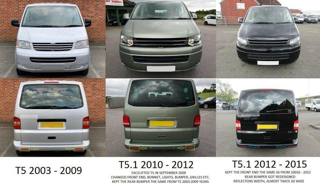 Fits VW Transporter T5 2012-2015 Rear Bumper Black Textured With Sensor Holes - image 2