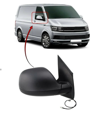 Fits VW Transporter T6 2015-2020 Door Wing Mirror Electric Heated With Radio Antenna FM2 Textured Cover Driver Side - tradevehicleparts.co.uk