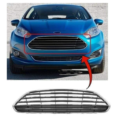 Fits Ford Fiesta 2013-2016 Front Bumper Centre Grille Upper Mat Black W/Chrome Moulding