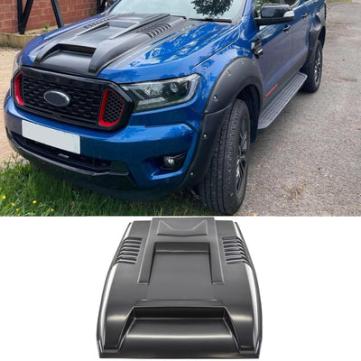 Fits Ford Ranger T6 T7 T8 2016- Bonnet Scoop Hood Vent Cover Raptor Style Black - tradevehicleparts.co.uk