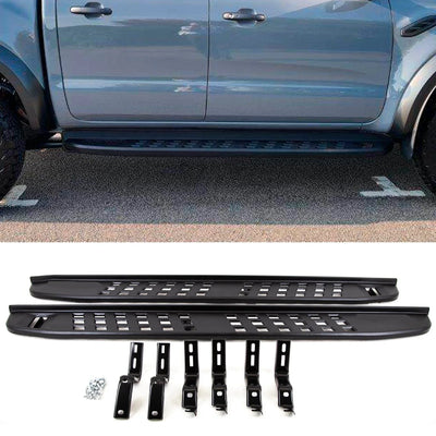 Fits Ford Ranger Wildtrack Raptor 2011-On Running Boards Side Steps Black - tradevehicleparts.co.uk