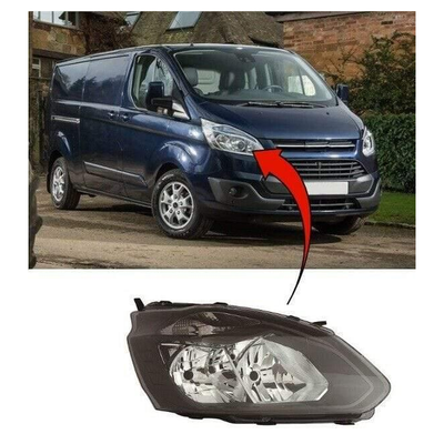 Fits Ford Transit Custom 2012-2018 Headlight Headlamp With Motor Black Type Driver Side
