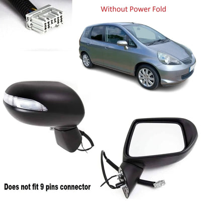 Fits Honda Jazz 2005-2008 Door Mirror Electric Without Power Fold Black 5 Pin Driver Side - tradevehicleparts.co.uk