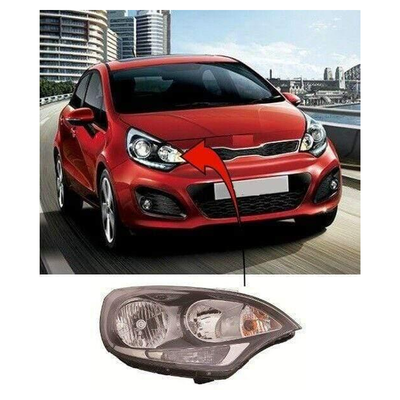 Fits Kia Rio 2011-2015 Headlight Headlamp Halogen Black Type Driver Side No Motor Included
