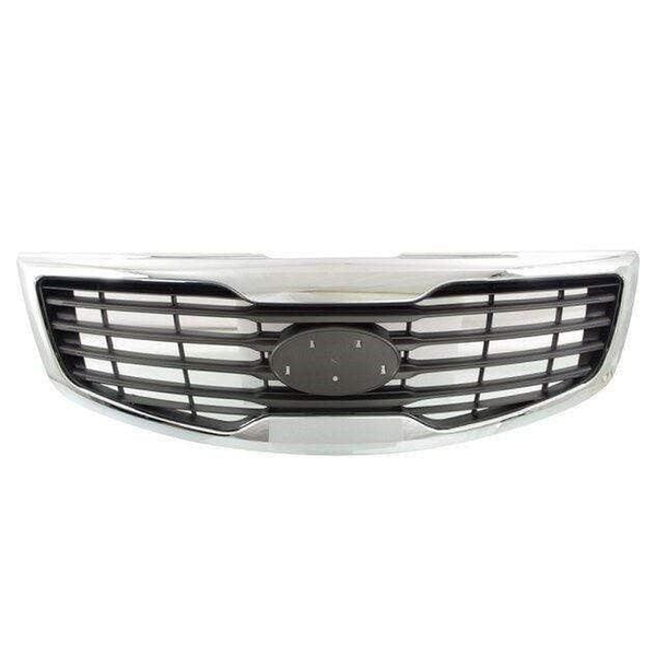 Fits Kia Sportage 2010-2016 Front Main Grille Gray With Chrome Moulding