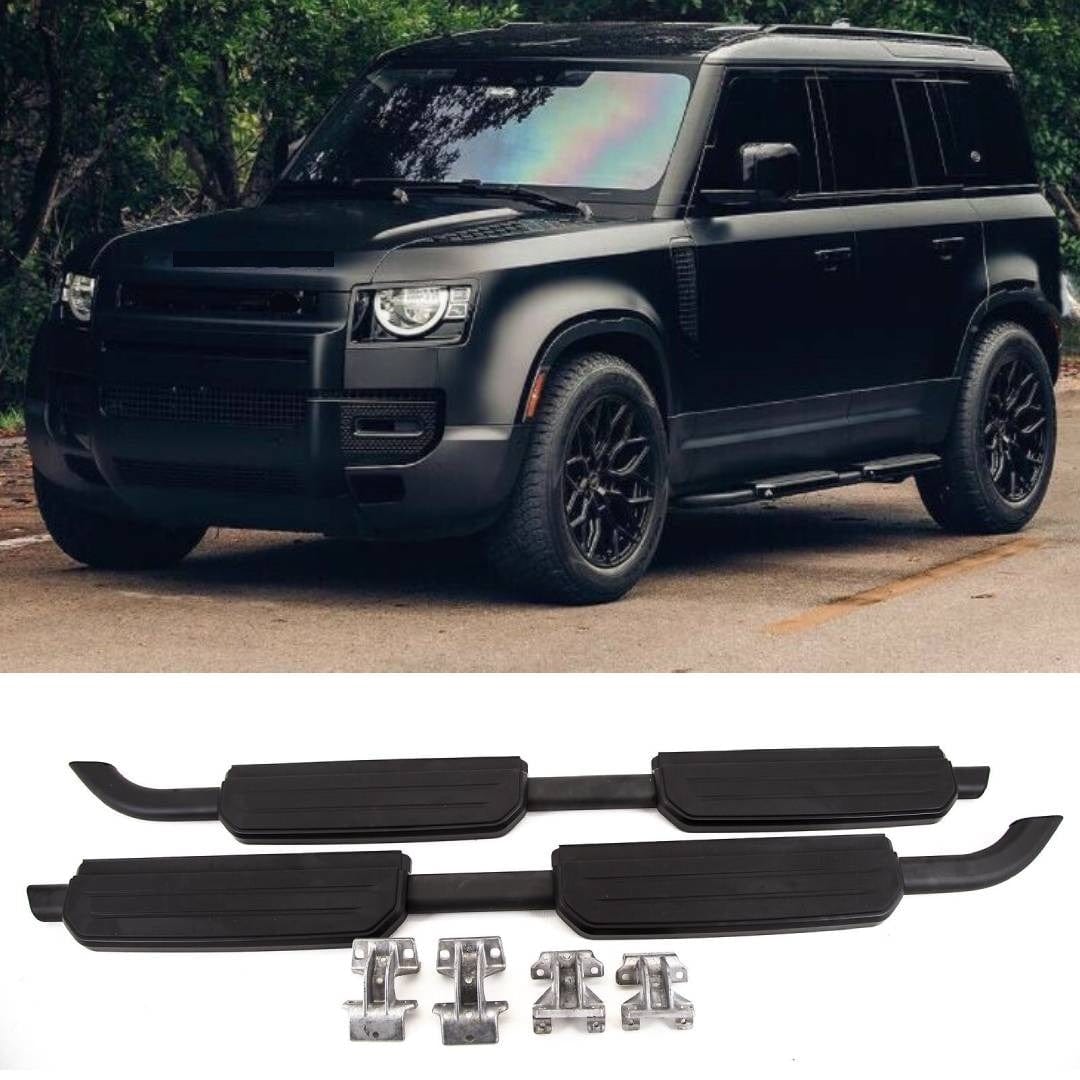 LR4080 Fits Land Rover Defender 110 2020-On Side Steps Running Board Pair Black