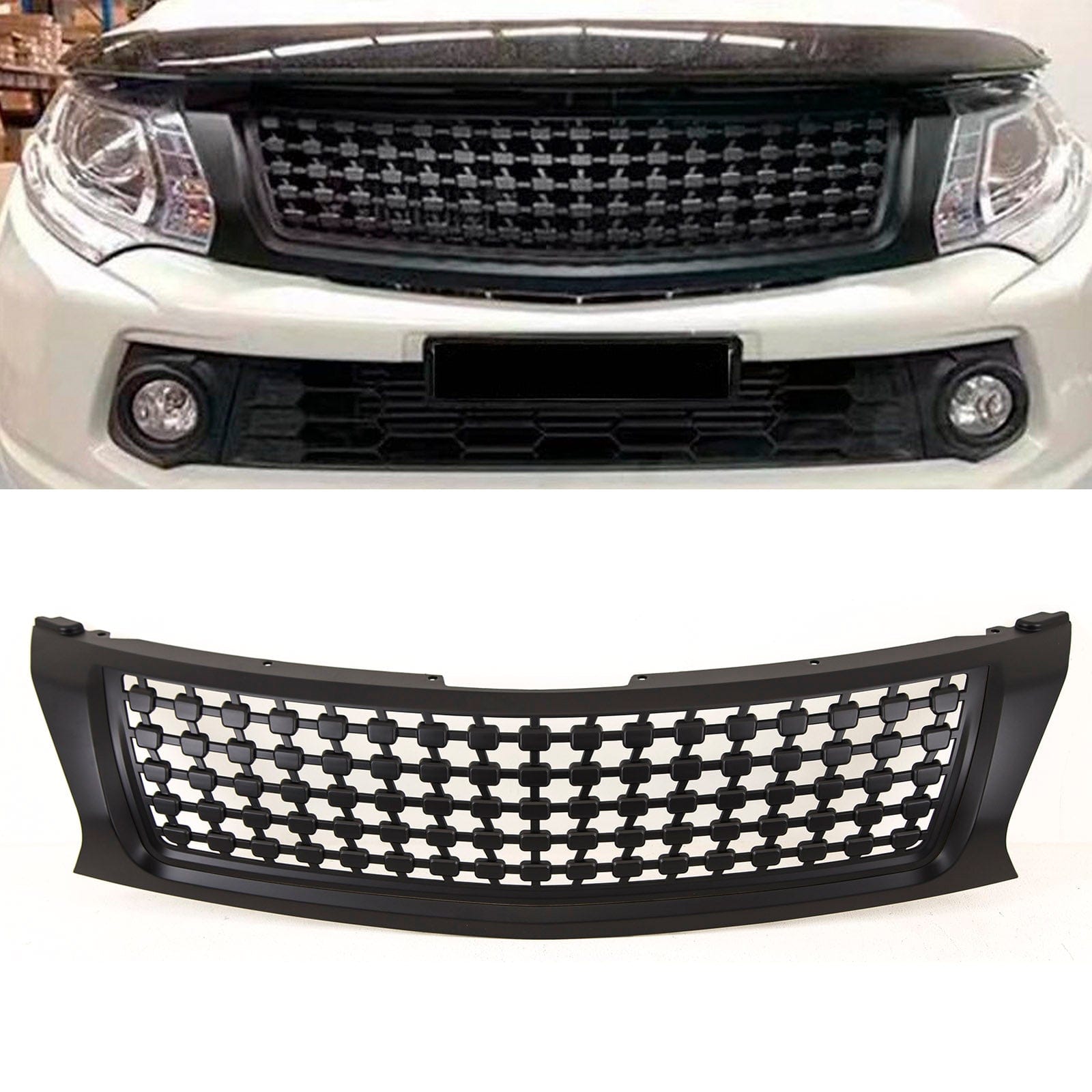 MB1214 For Mitsubishi L200 Triton 2015-2019 Front Bumper Grille Badgless Black
