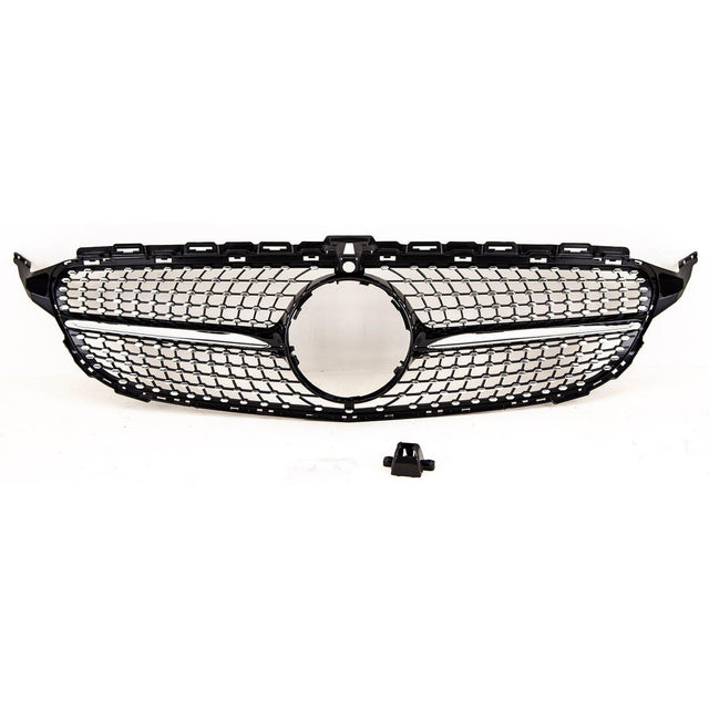 Fits Mercedes C Class W205 05/2014-05/2018 Front Bumper Grille Black & Chrome Sport - image 2
