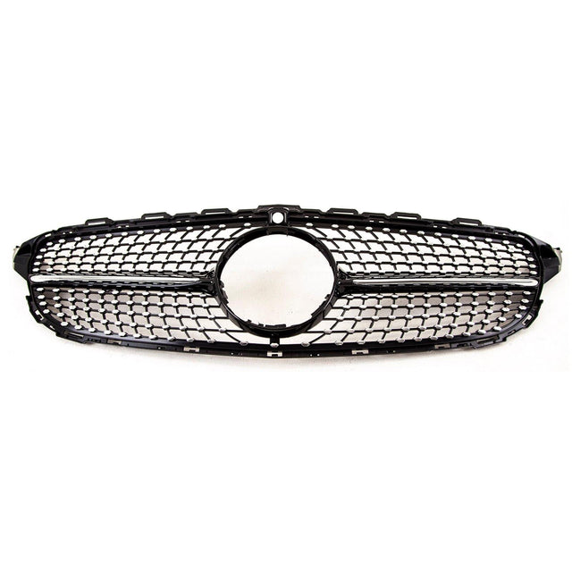 Fits Mercedes C Class W205 05/2014-05/2018 Front Bumper Grille Black & Chrome Sport - image 3