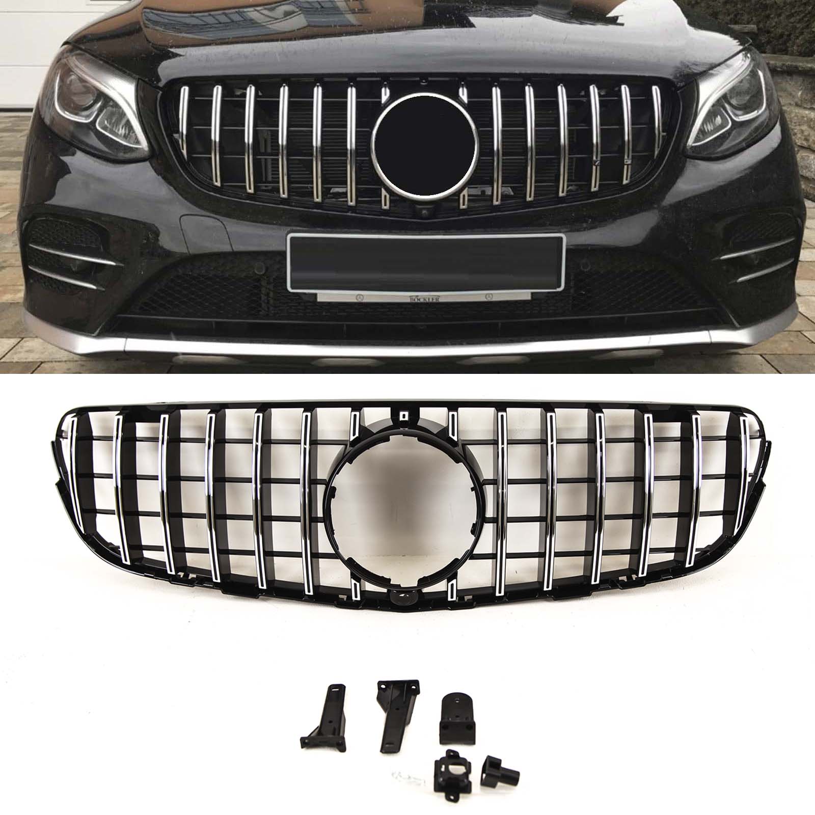 Mercedes GLC X253 C253 2015-2019 Front Bumper Grille Black & Chrome Panamericana GT Style