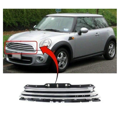Fits Mini One R56 2006-2014 Front Grille Main Centre Mat Black With Chrome Moulding