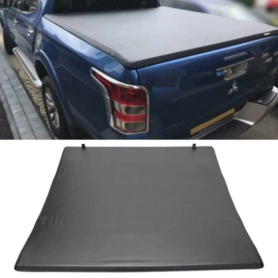 Fits Mitsubishi L200 Series 5 Double Cab 2015-2019 Soft Tri Fold Tonneau Cover Short Bed Black - tradevehicleparts.co.uk