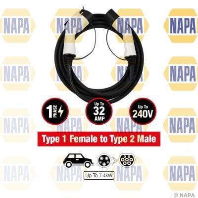 NAPA EV Charging Cable 32A Type 1 Female to Type 2 Male NEC102 - image 2