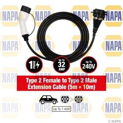 NAPA EV Charging Cable 32A Type 2 Female to Type 2 Male NEC105 - image 2