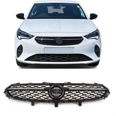 Fits Vauxhall Corsa F 2020- Front Bumper Main Center Grille Black With Chrome Trim - tradevehicleparts.co.uk