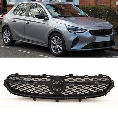 Fits Vauxhall Corsa F 2020- Front Bumper Main Center Grille Black - tradevehicleparts.co.uk