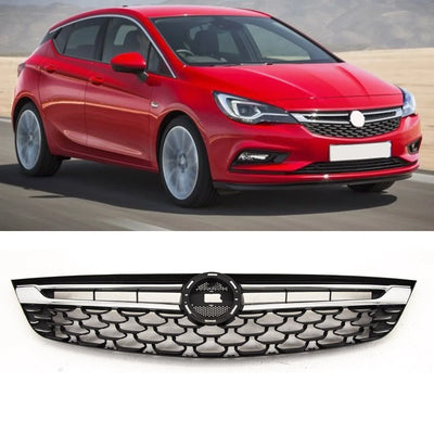 Fits Vauxhall Astra K 2015-2019 Front Bumper Main Center Grille Black With Chrome Trim - tradevehicleparts.co.uk