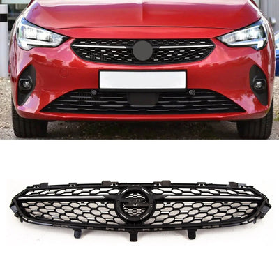Fits Vauxhall Corsa F 2020- Front Bumper Main Grille Black With Chrome Trim & Bar - tradevehicleparts.co.uk