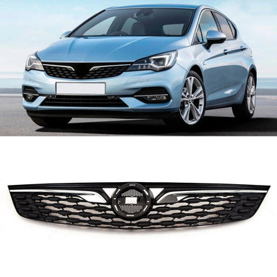 Fits Vauxhall Astra K Facelift 2019-2021 Front Bumper Main Center Grille Black With Chrome Trim - tradevehicleparts.co.uk