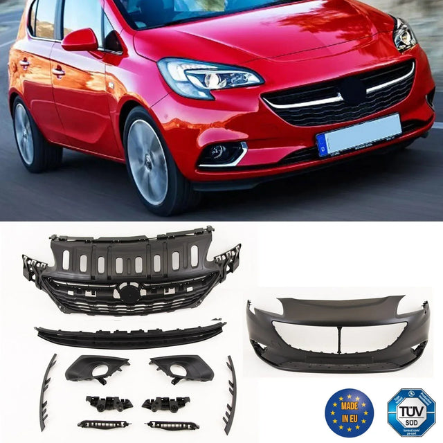 Fits Vauxhall Corsa E 2015-2019 Front Bumper Kit Complete With Grilles Primed No Washer Or PDC Holes - image 2